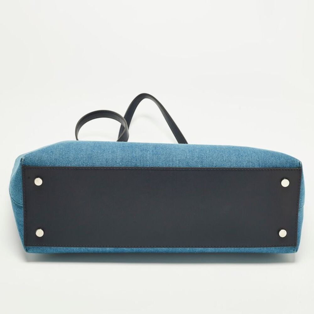 Jimmy Choo Logo Blue Denim And Leather Shopper Tote - Picture 6 of 7